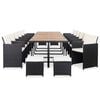 vidaXL 17-delige Tuinset met kussens poly rattan zwart