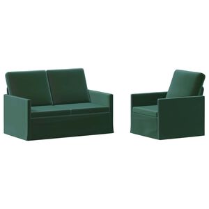 vidaXL Bankstel 2 pcs Donkergroen fluweel