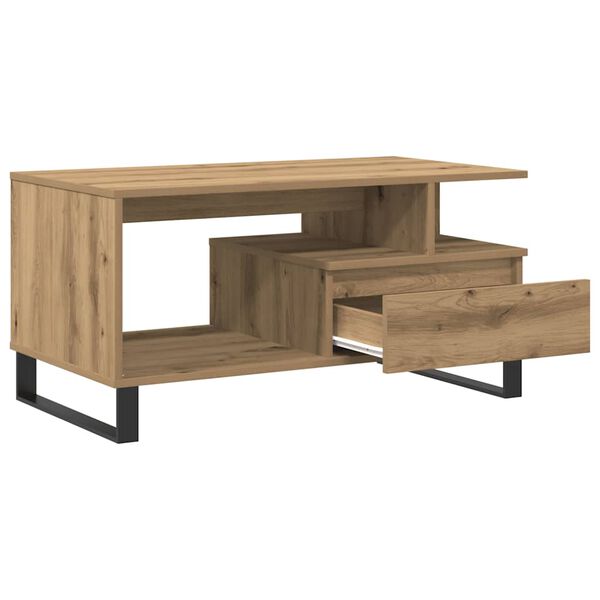 vidaXL Salontafel 90x49x45 cm bewerkt hout artisanaal eikenkleurig