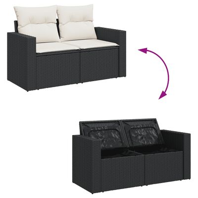 vidaXL 6-delige Loungeset met kussens poly rattan zwart