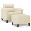 vidaXL Fauteuil met voetenbank 60 cm kunstleer cr&egrave;mekleurig