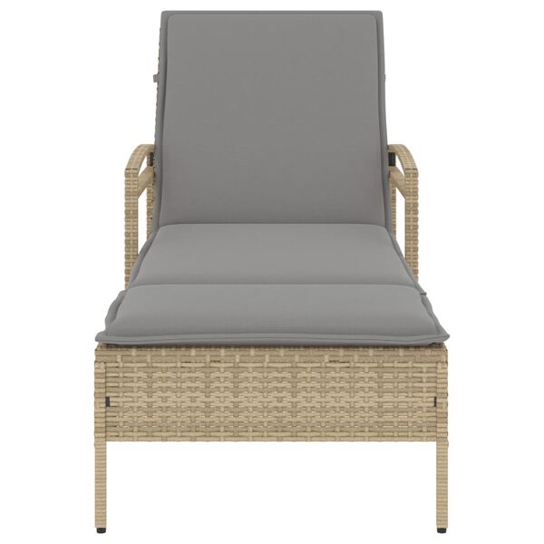 vidaXL Ligbed met kussen 63x200x81 cm poly rattan beige