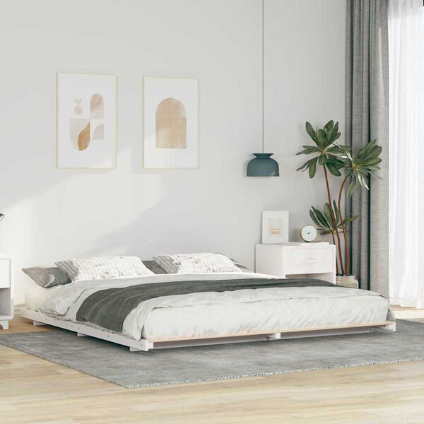 vidaXL Bedframe Wit 200 x 220 cm Massief grenenhout