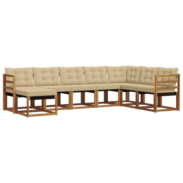 vidaXL Buiten bankenset met kussen 8 pcs Natuurlijk en Beige