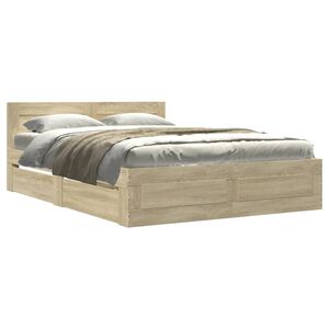 vidaXL Bedframe met hoofdeinde bewerkt hout sonoma eiken 120x200 cm