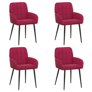 vidaXL Eettafelstoelen 4 st fluweel Wijnrood 56.5 x 50 x 85 cm