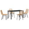vidaXL Tuin eettafelset 5 st Bruin Gepoedercoat staal