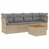 vidaXL 5-delige Loungeset met kussens poly rattan beige