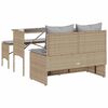 vidaXL 3-delige Tuinset met kussens poly rattan beige