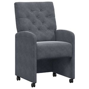 vidaXL Eetkamerstoelen met Wieltjes 2 st Fluweel Donkergrijs