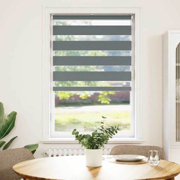 vidaXL Zebra rolgordijn 75x150 cm stofbreedte 70,9 cm donkergrijs