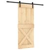 vidaXL Schuifdeur Naturel en Zwart 85 x 210 cm Massief Grenenhout
