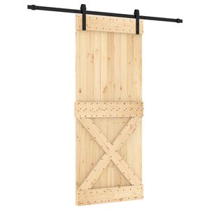 vidaXL Schuifdeur Naturel en Zwart 85 x 210 cm Massief Grenenhout