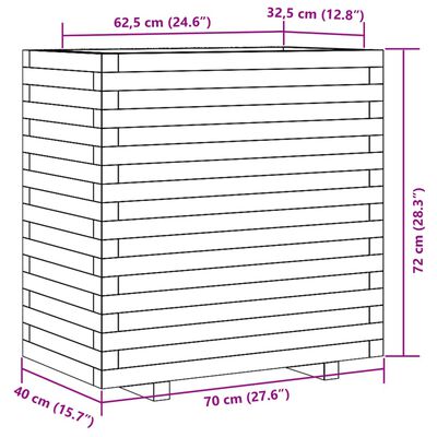 vidaXL Plantenbak 70x40x72 cm massief grenenhout wit