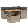 vidaXL 5-delige Loungeset met kussens poly rattan grijs