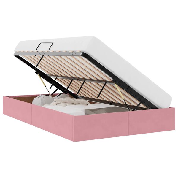 vidaXL Opslag bed met matras met hoofdeinde Roze 120 x 200 cm Fluweel