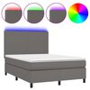 vidaXL Boxspring met matras en LED kunstleer grijs 140x190 cm