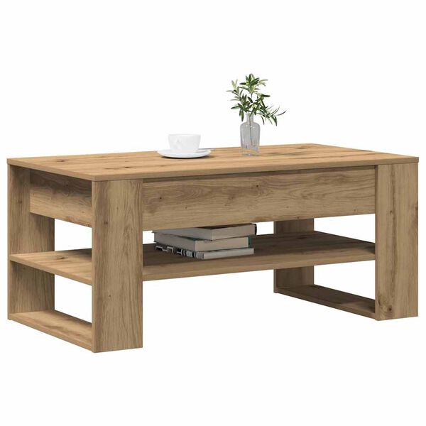 vidaXL Salontafel Artisan Eiken 102 x 55 x 45 cm Bewerkt hout