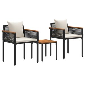 vidaXL Buitenmeubelset met kussen Zwart en Cream Wit poly rattan