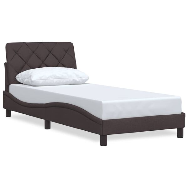 vidaXL Bedframe zonder matras 90x200 cm stof donkerbruin