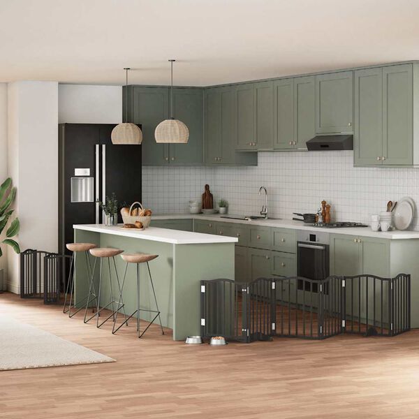 vidaXL Hondenhek inklapbaar 12 panelen 600 cm populierenhout zwart