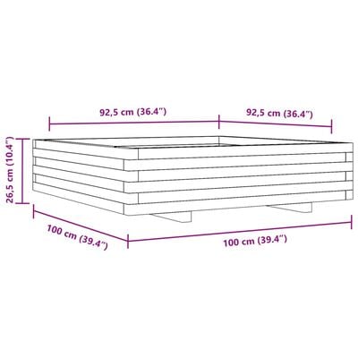 vidaXL Plantenbak 100x100x26,5 cm massief grenenhout wasbruin