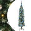 vidaXL Kunstmatige slanke kerstboom Groen en Wit 150 cm