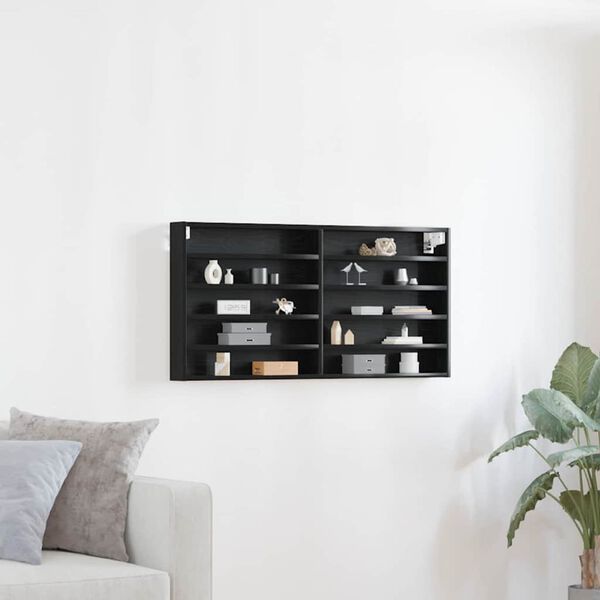 vidaXL Vitrinekast Zwart Eiken 100 x 8,5 x 50 cm Bewerkt hout