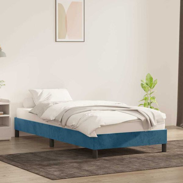 vidaXL Bedframe zonder matras 80x210 cm fluweel donkerblauw