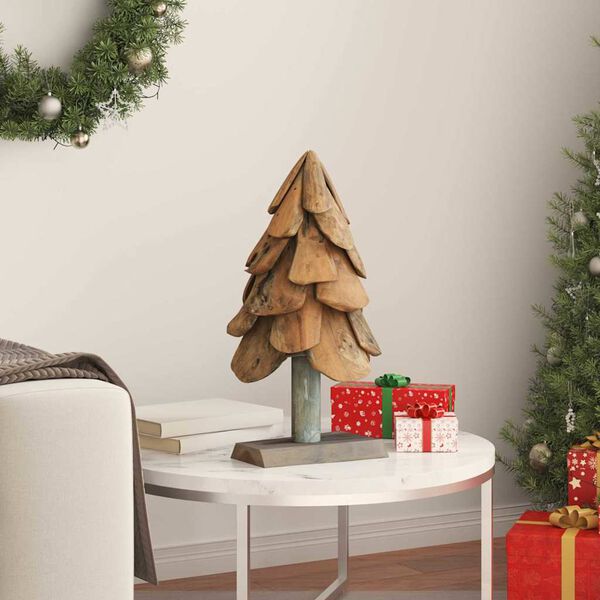 vidaXL Kerstboom met standaard Bruin 60 cm Massief teakhout
