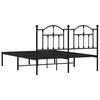 vidaXL Bedframe met hoofdbord metaal zwart 140x190 cm