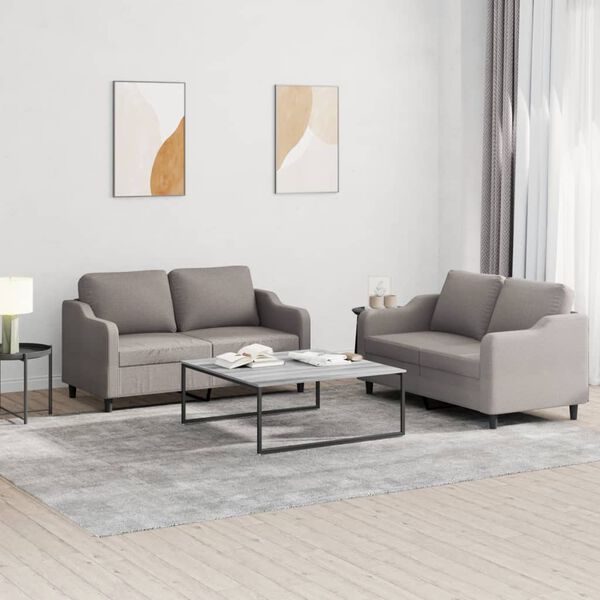 vidaXL 2-delige Loungeset met kussens stof taupe