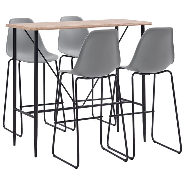 vidaXL 5-delige Barset kunststof grijs
