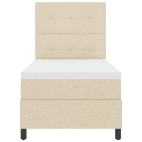 vidaXL Boxspring bed met matras met LED Cr&egrave;me 90 x 190 cm Stof