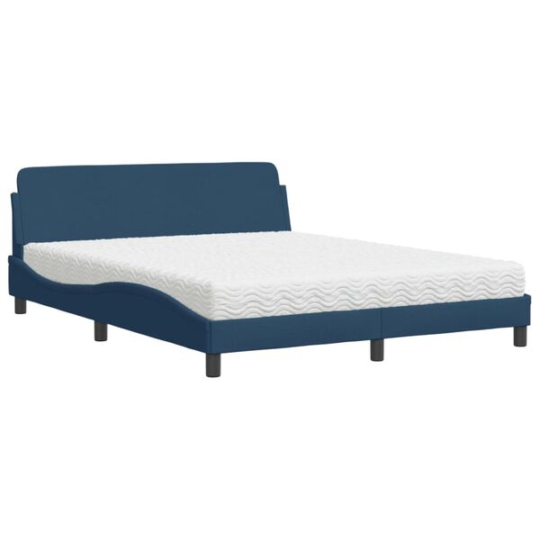 vidaXL Bed met matras "Dover" stof blauw 160x200 cm