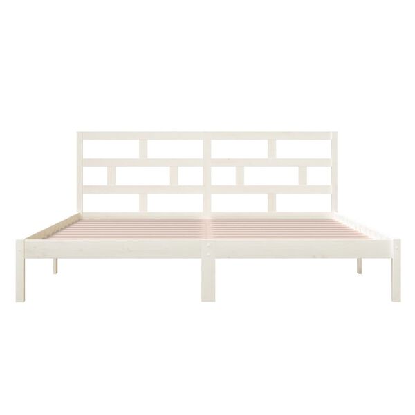 vidaXL Bedframe massief grenenhout wit 140x190 cm