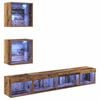 vidaXL TV Wand Eenheden met LED 5 st Oud hout Bewerkt hout