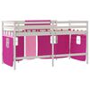 vidaXL Kinderhoogslaper met gordijnen 90x200 cm grenenhout roze