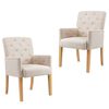 vidaXL Eetkamerstoelen 2 st met armleuningen stof beige