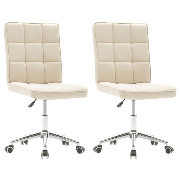 vidaXL Eetkamerstoelen 2 st stof cr&egrave;mekleurig