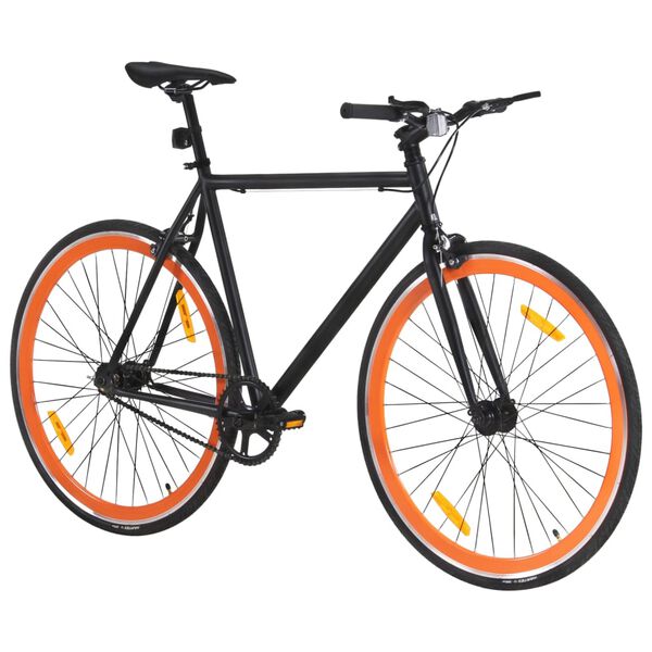vidaXL Fiets met vaste versnelling 700 c 59 cm zwart en oranje