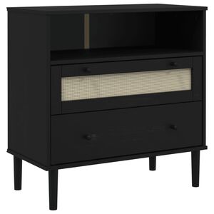 vidaXL Dressoir SENJA rattan-look 80x40x80 cm massief grenenhout zwart