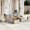 vidaXL 6-delige Loungeset met kussens poly rattan beige