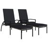vidaXL Ligbedden 2 st met voetensteun polyetheen rattan grijs