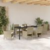 vidaXL Tuin eettafelset met kussen 7 pcs Beige poly rattan