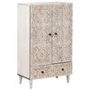 vidaXL Hoge Kast met lade Wit 60 x 33,5 x 100 cm Massief Mango Hout