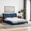 vidaXL Bedframe met LED zonder matras "Hvar" 160x200 cm stof blauw