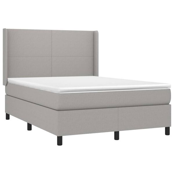 vidaXL Boxspring met matras stof lichtgrijs 140x190 cm