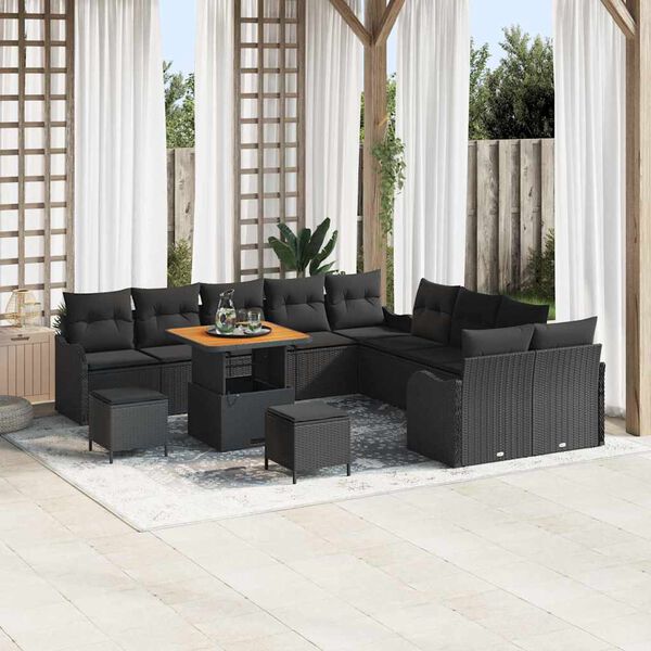 vidaXL Tuin Sofa Set 13 pcs Zwart poly rattan