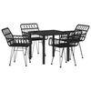 vidaXL Tuin eettafelset 5 pcs Zwart Gepoedercoat staal
